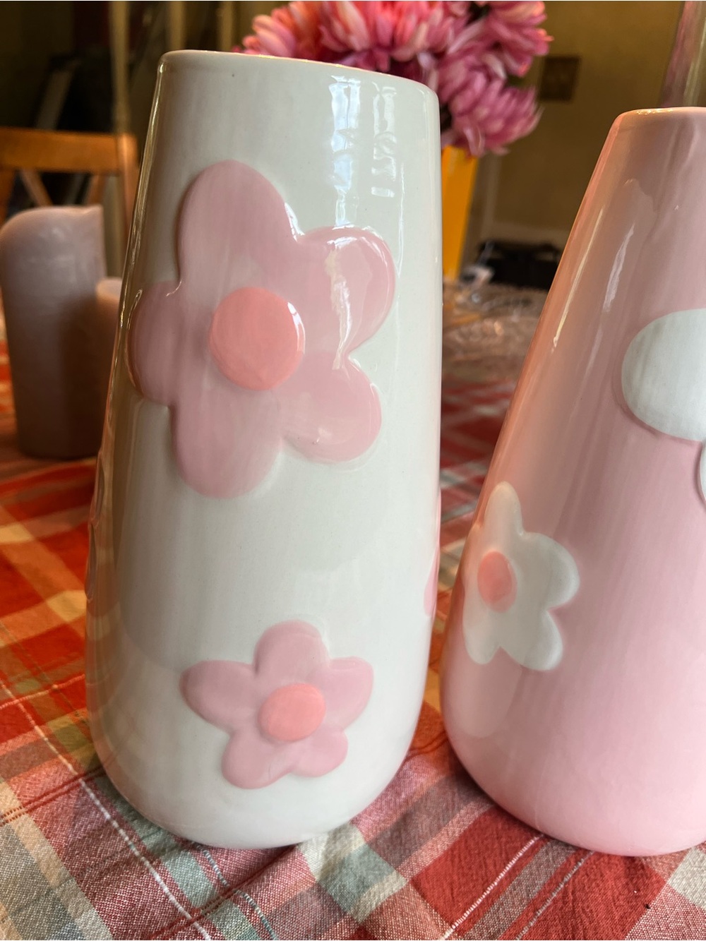 Large Ceramic Pink and White Floral Vase - Home Accents - Picture 3 of 3